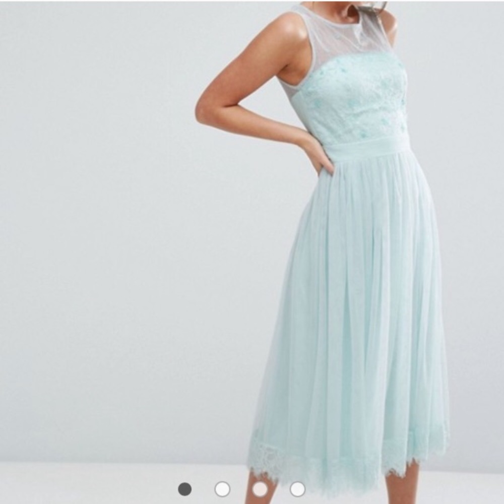 ASOS mint green tulle midi